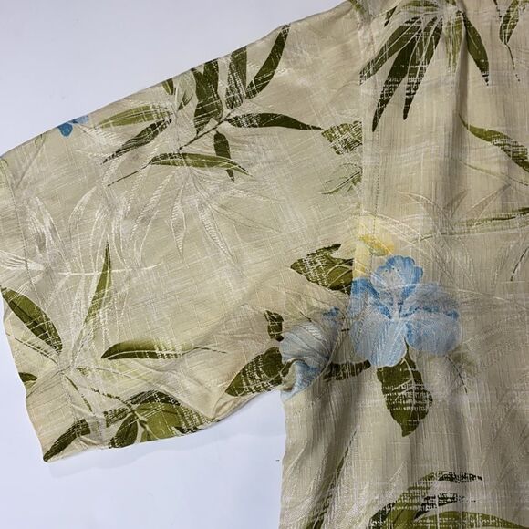 Tommy Bahama Yellow Palm Leaves Hibiscus‎ Flowers Hawaiian Silk Shirt Size XL - Picture 5 of 11